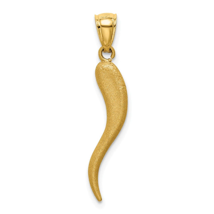 10K Yellow Gold Polished Solid Satin D.C. Large Italian Horn Charm