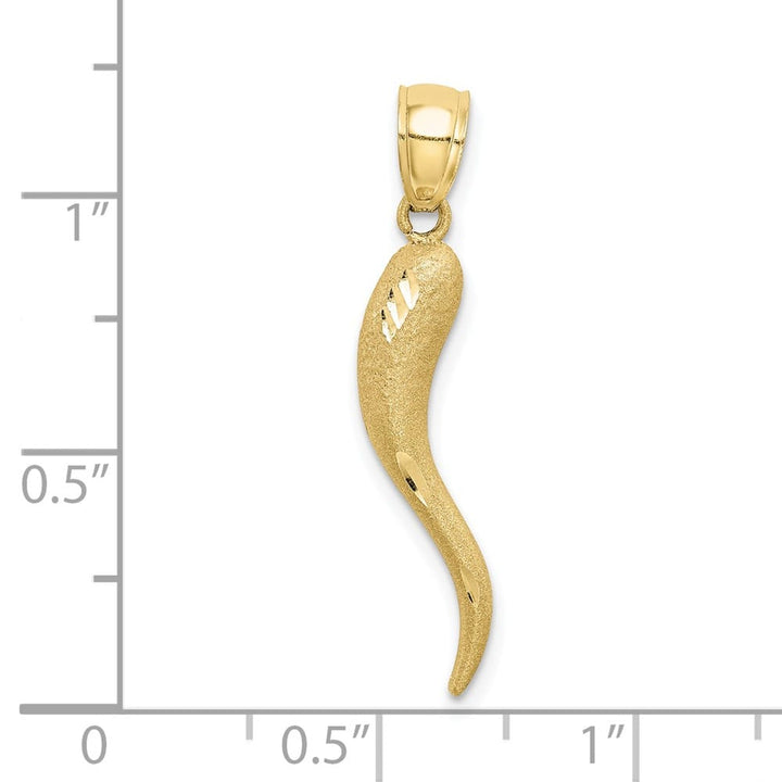 10K Yellow Gold Polished Solid Satin D.C. Large Italian Horn Charm