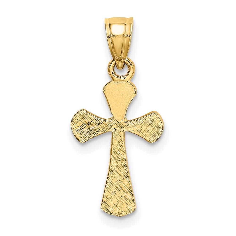 10K Yellow Gold Polished Solid Textured Medium Latin Cross Charm