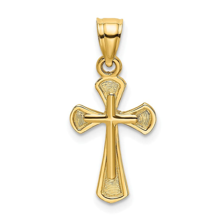 10K Yellow Gold Polished Solid Textured Medium Latin Cross Charm