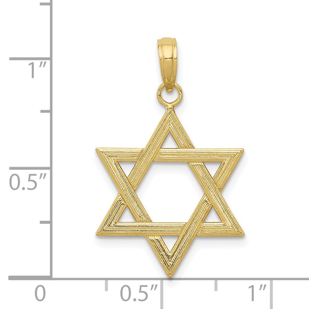 10K Yellow Gold Polished Star of David 23 mm x 17 mm Pendant