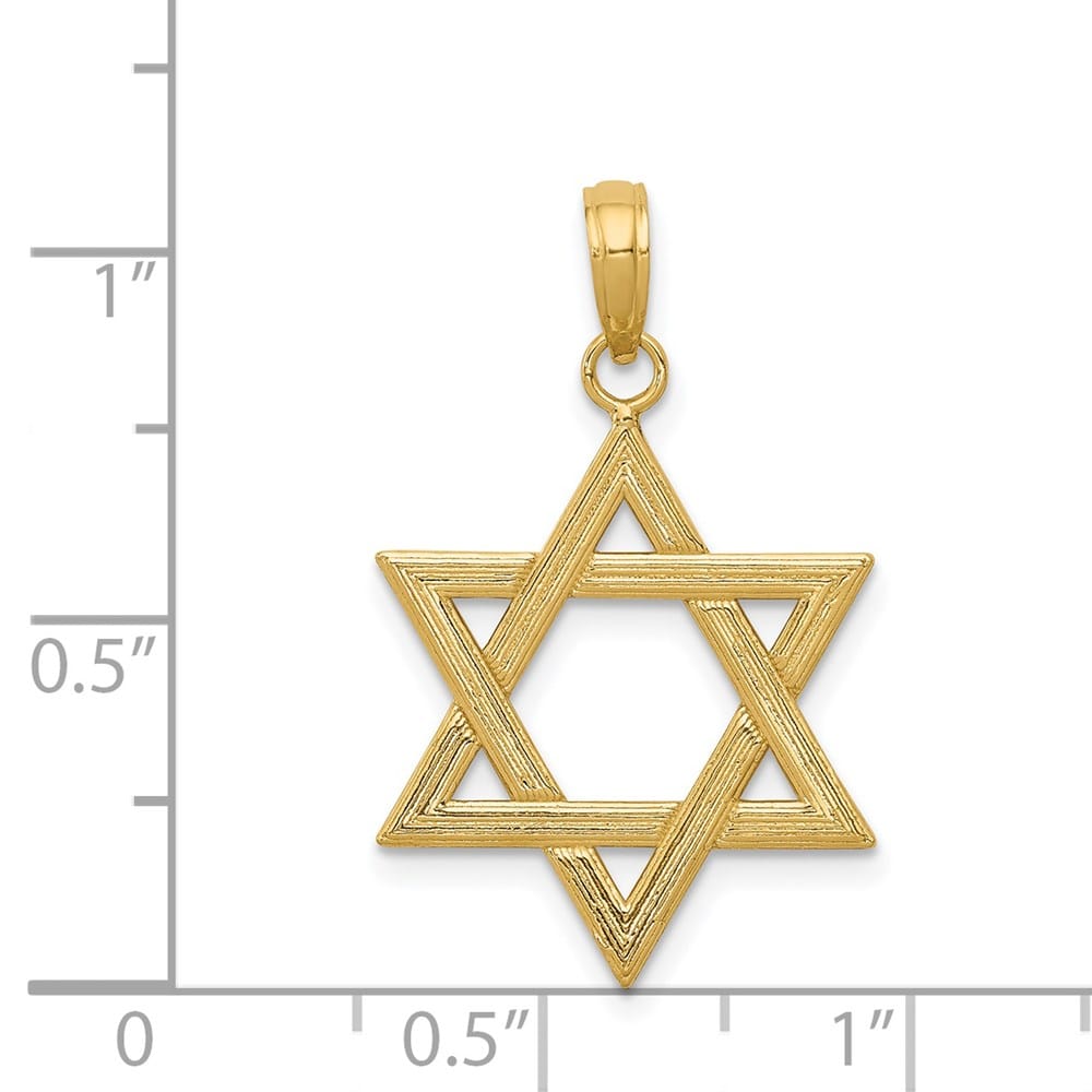 10K Yellow Gold Polished Star of David 23 mm x 17 mm Pendant