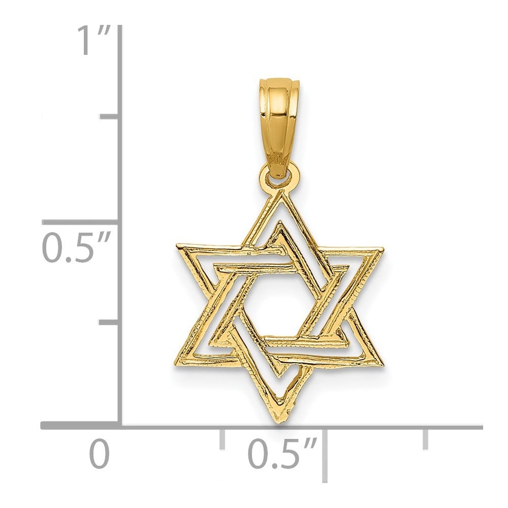 10K Yellow Gold Polished Star of David Charm