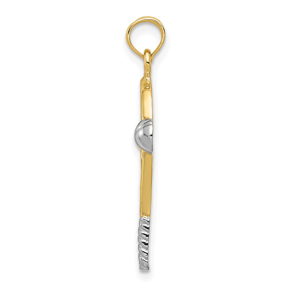 10K Yellow Gold Polished Tennis Racquet and Ball Pendant