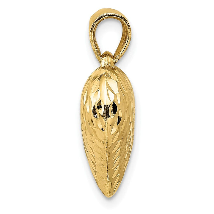 10K Yellow Gold Polished Textured 3-D Medium Puffed Heart Pendant