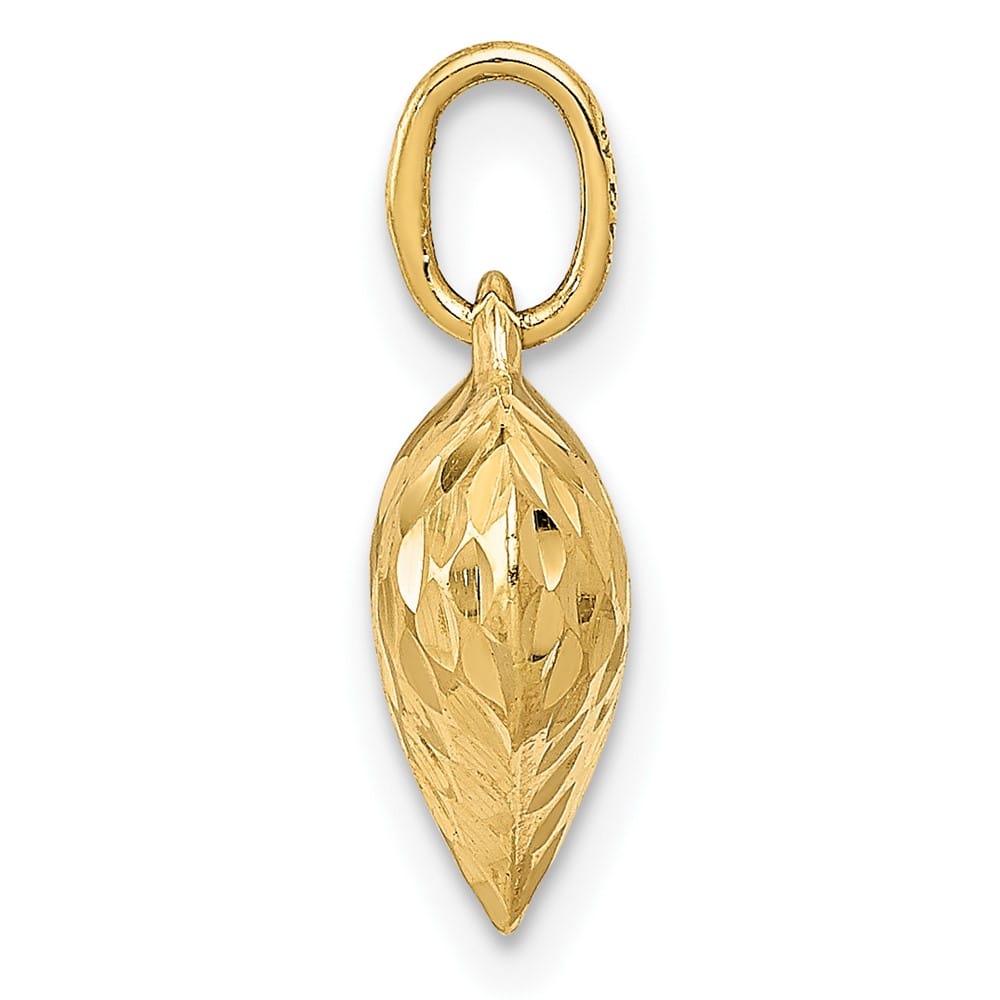 10K Yellow Gold Polished Textured 3-D Small Puffed Heart Pendant