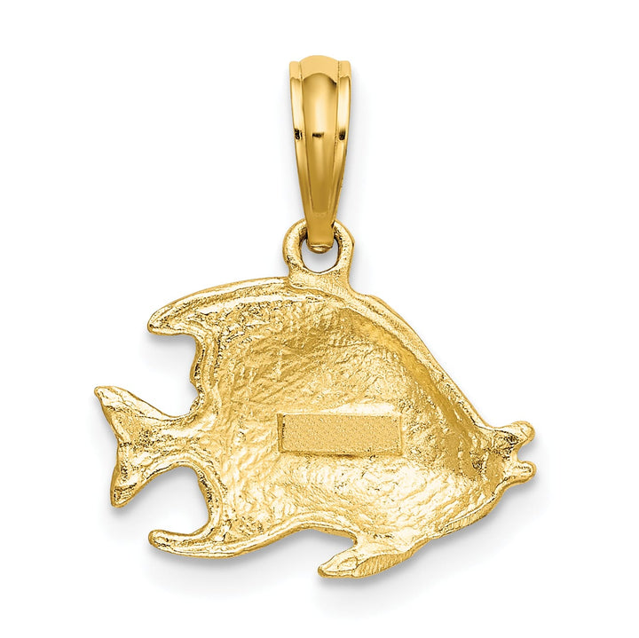 10K Yellow Gold Polished Textured Banner Fish Charm
