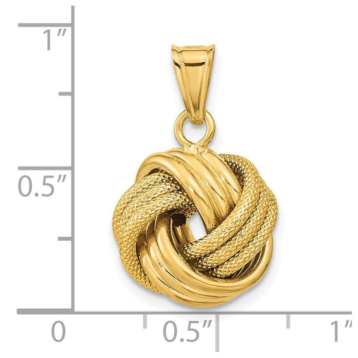 10K Yellow Gold Polished Textured Extra Large Love Knot Pendant