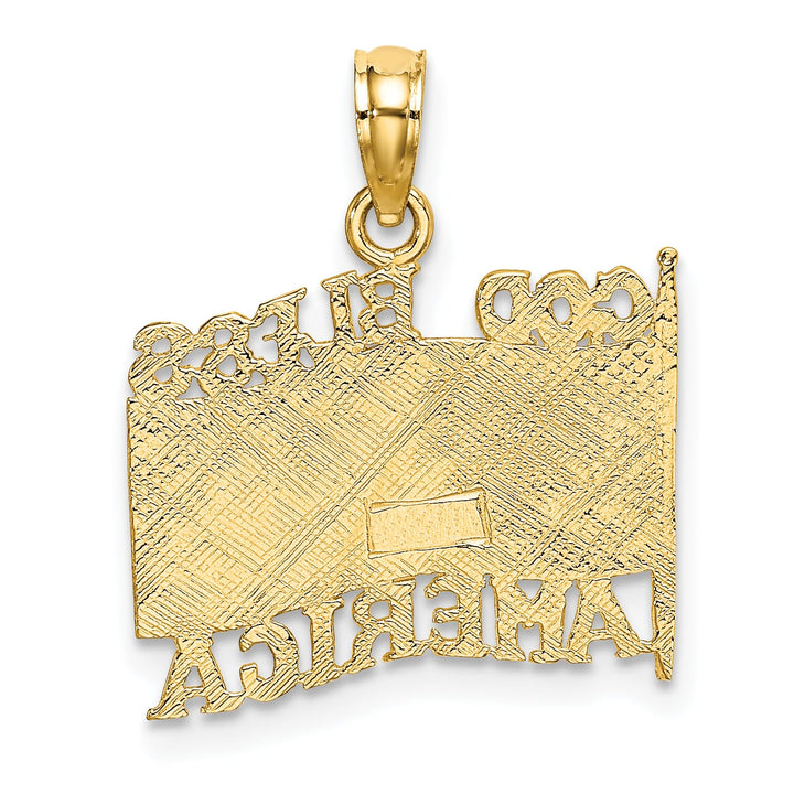 10K Yellow Gold Polished Textured God Bless America Flag Charm
