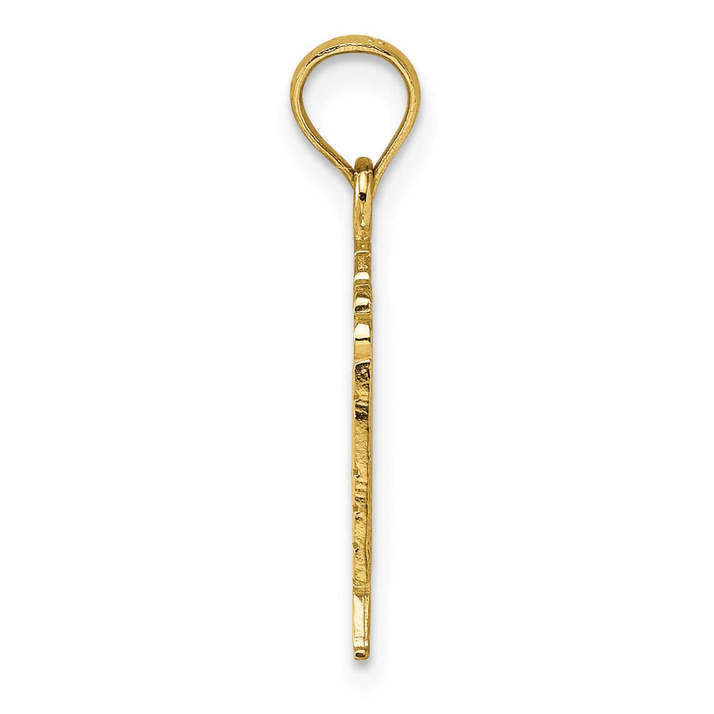 10K Yellow Gold Polished Textured God Bless America Flag Charm