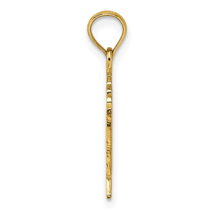 10K Yellow Gold Polished Textured God Bless America Flag Charm