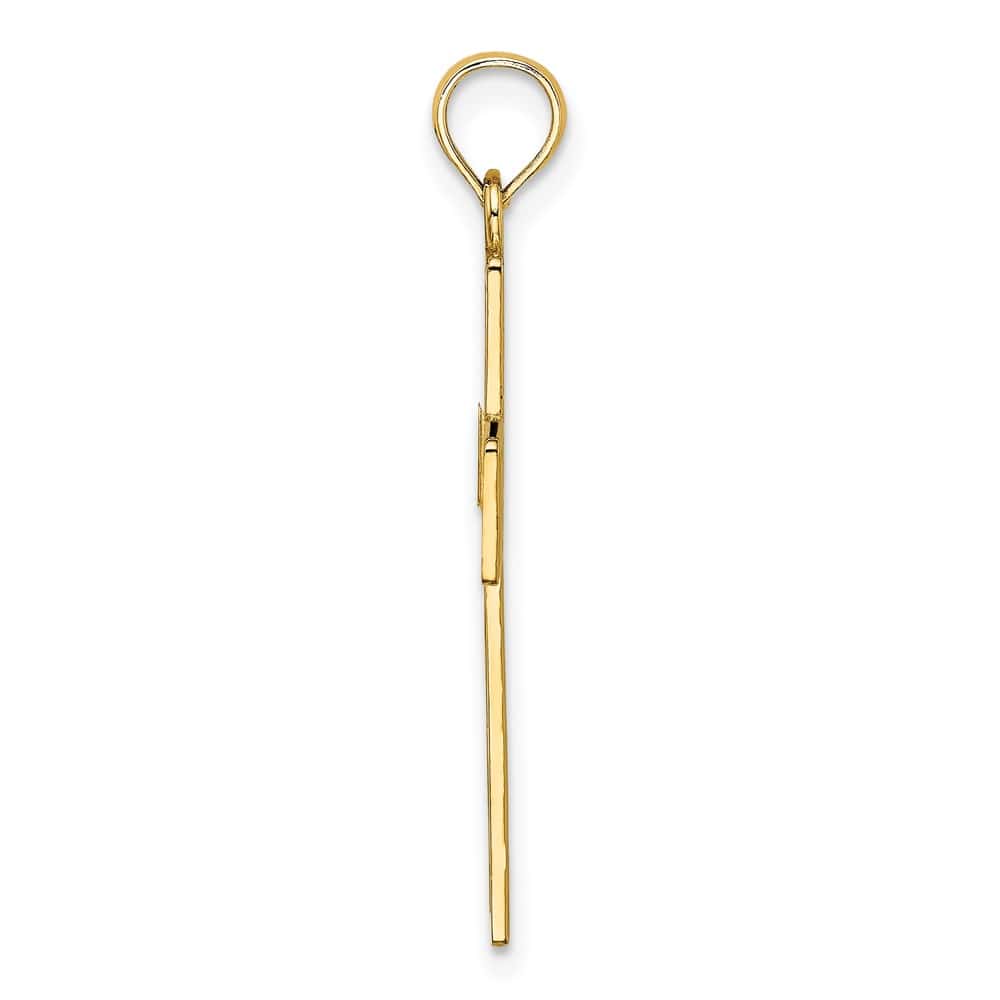 10K Yellow Gold Polished Textured Large Filigree Center Cross Charm