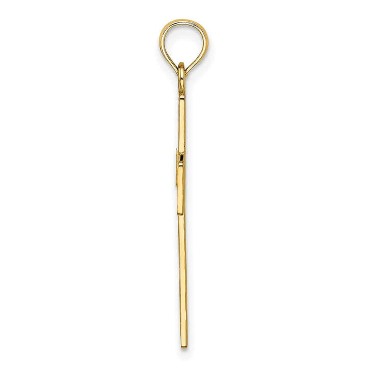 10K Yellow Gold Polished Textured Large Filigree Center Cross Charm