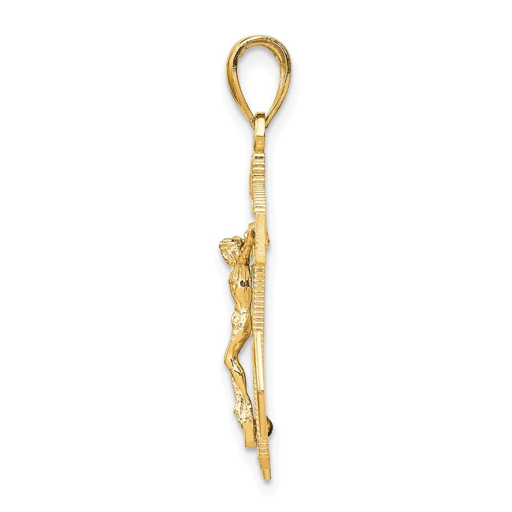 10K Yellow Gold Polished Textured Large Mariner's Crucifix Pendant