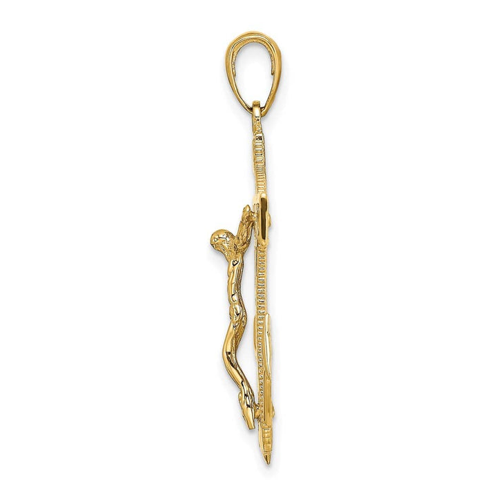 10K Yellow Gold Polished Textured Large Mariner's Crucifix Pendant