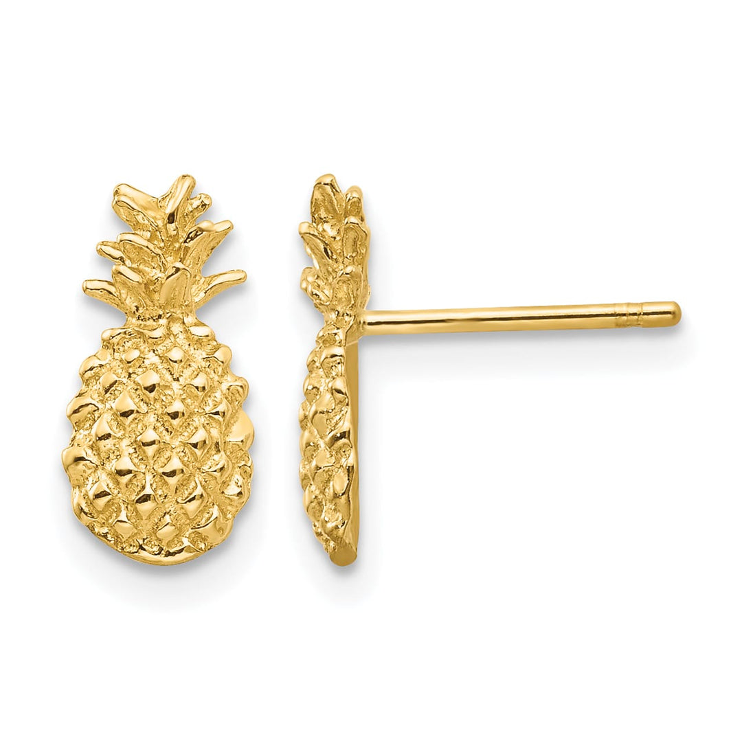 10k Yellow Gold Polished Textured Pineapple Post Earrings
