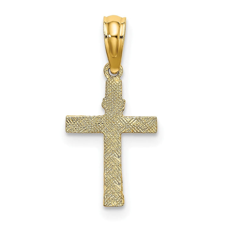 10K Yellow Gold Polished Textured Small Cross with Heart Center Charm