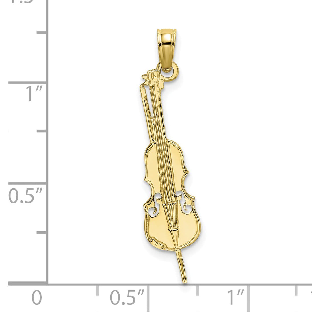 10K Yellow Gold Polished Textured Upright Bass Charm