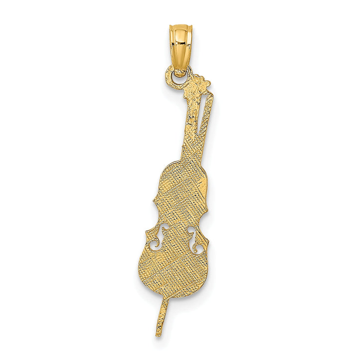 10K Yellow Gold Polished Textured Upright Bass Charm