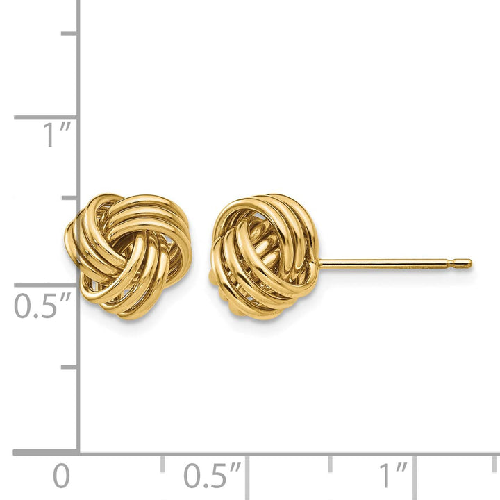 10k Yellow Gold Polished Triple Love Knot Post Earrings