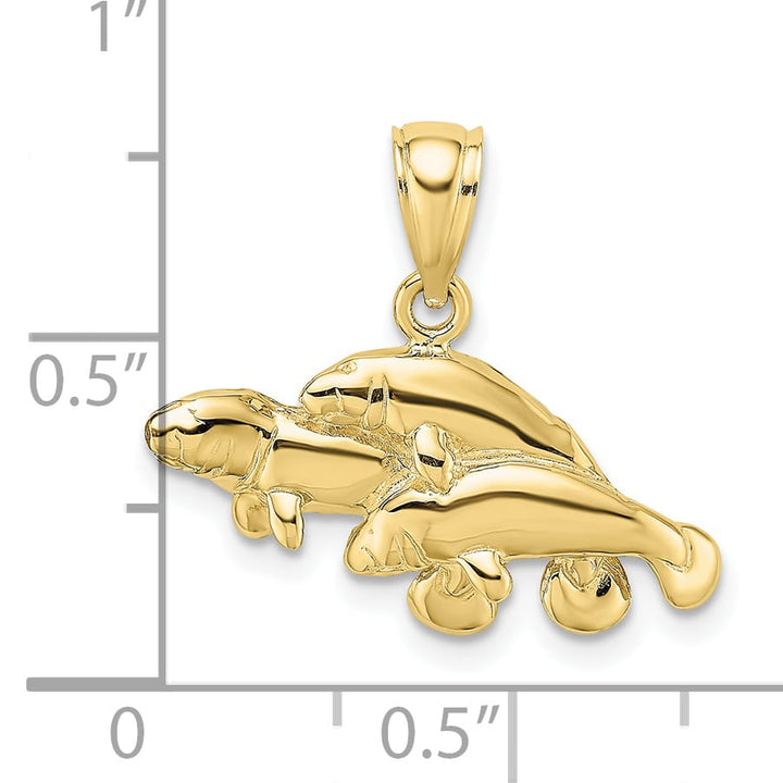 10K Yellow Gold Polished Triple Manatee Charm
