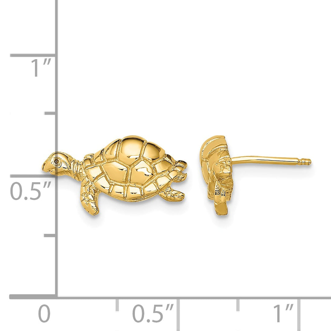10k Yellow Gold Polished Turtle Profile Post Earrings