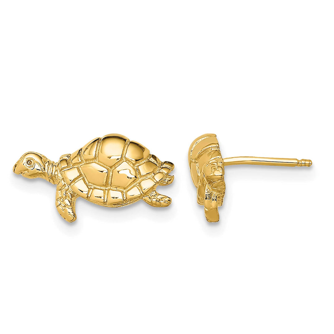 10k Yellow Gold Polished Turtle Profile Post Earrings