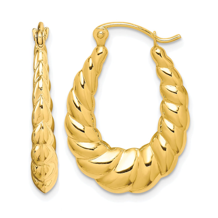 10k Yellow Gold Polished Twisted Hollow Hoop Earrings