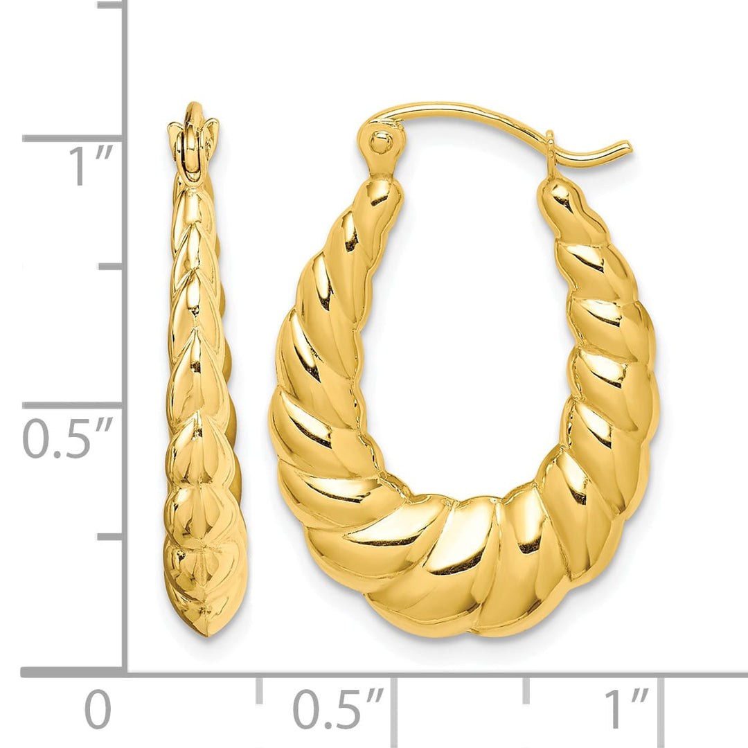 10k Yellow Gold Polished Twisted Hollow Hoop Earrings