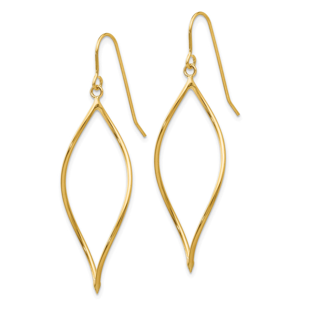 10k Yellow Gold Polished Twisted Oblong Dangle Shepherd Hook Earrings