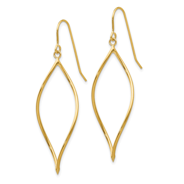 10k Yellow Gold Polished Twisted Oblong Dangle Shepherd Hook Earrings