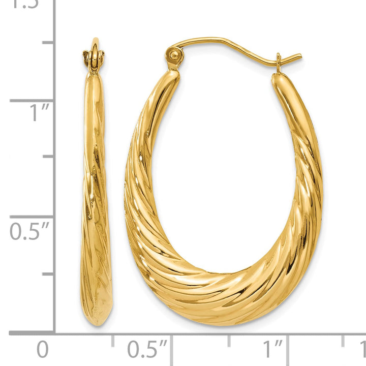 10k Yellow Gold Polished Twisted Oval Hollow Hoop Earrings