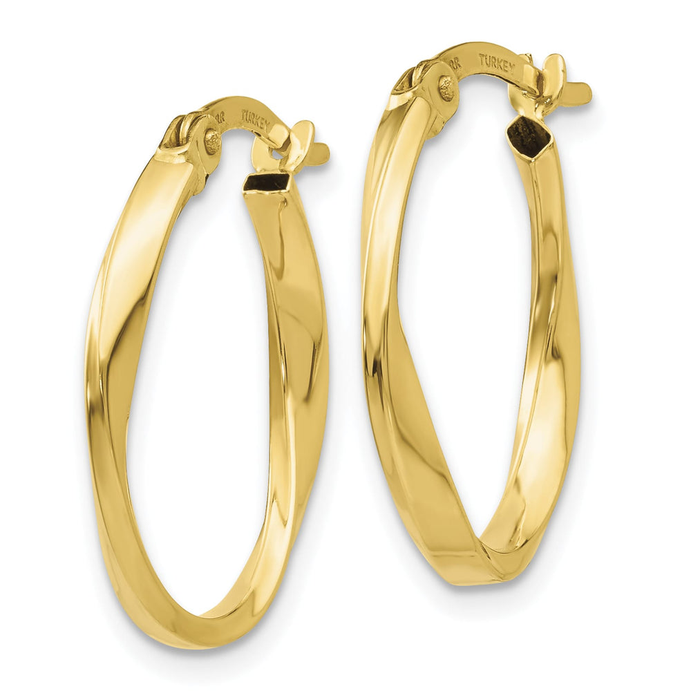 10k Yellow Gold Polished Twisted Oval Hoop Earrings