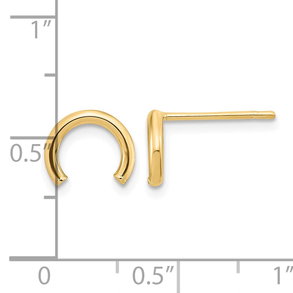 10k Yellow Gold Polished U-Shape Tube Post Earrings