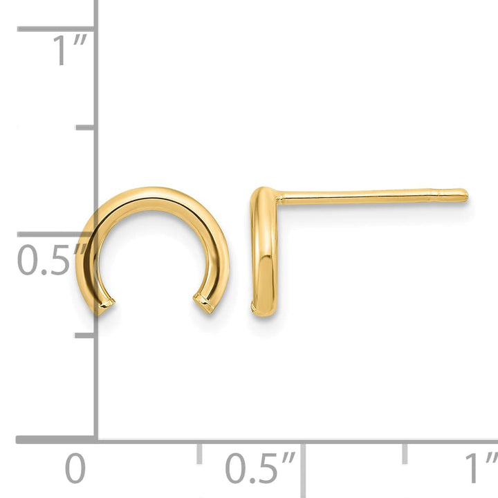 10k Yellow Gold Polished U-Shape Tube Post Earrings