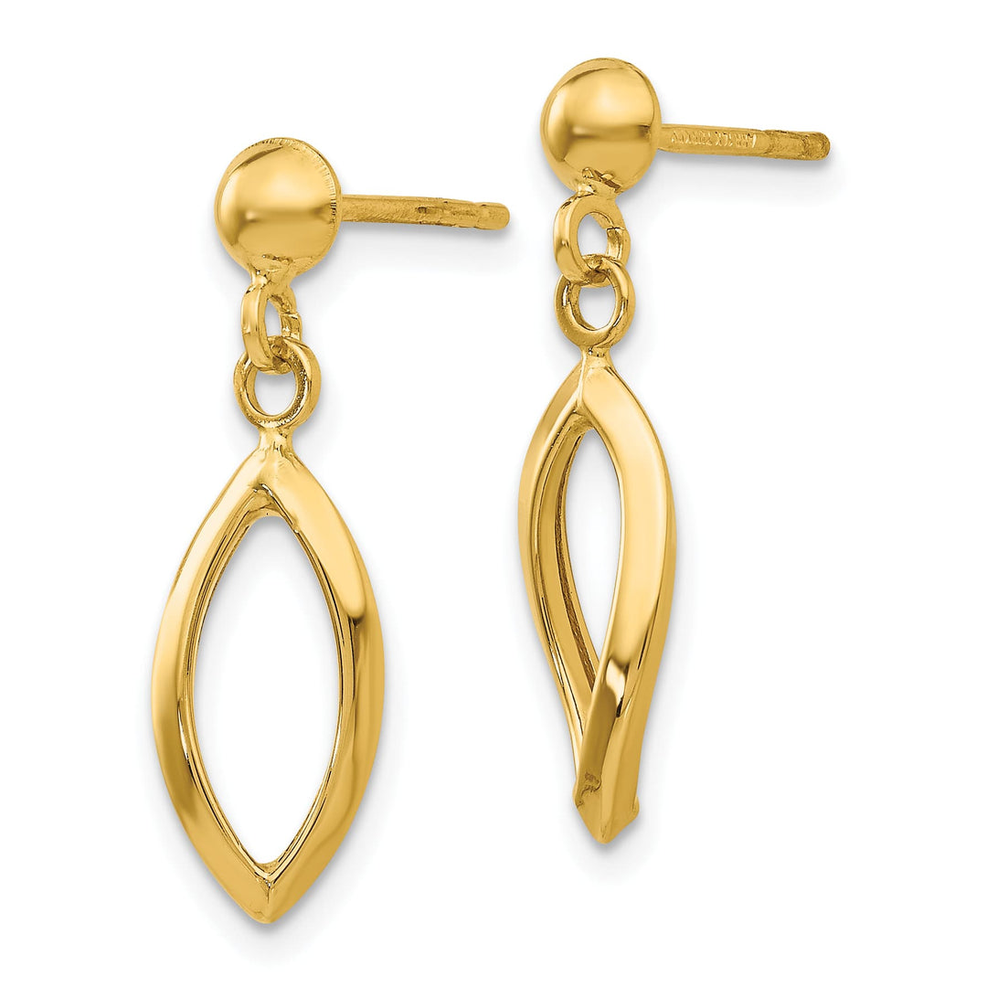 10k Yellow Gold Post Oval Dangle Post Earrings