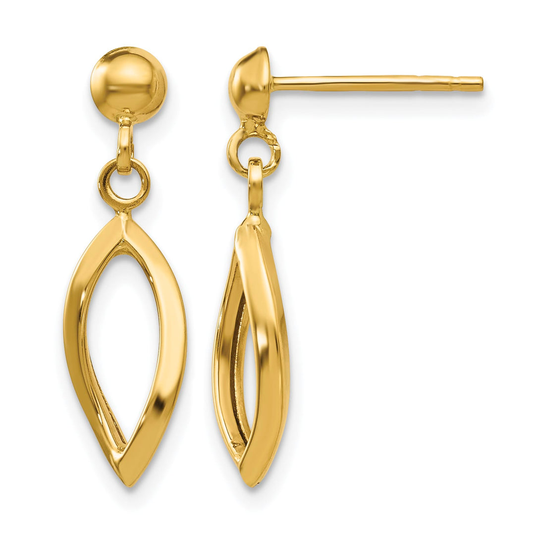 10k Yellow Gold Post Oval Dangle Post Earrings