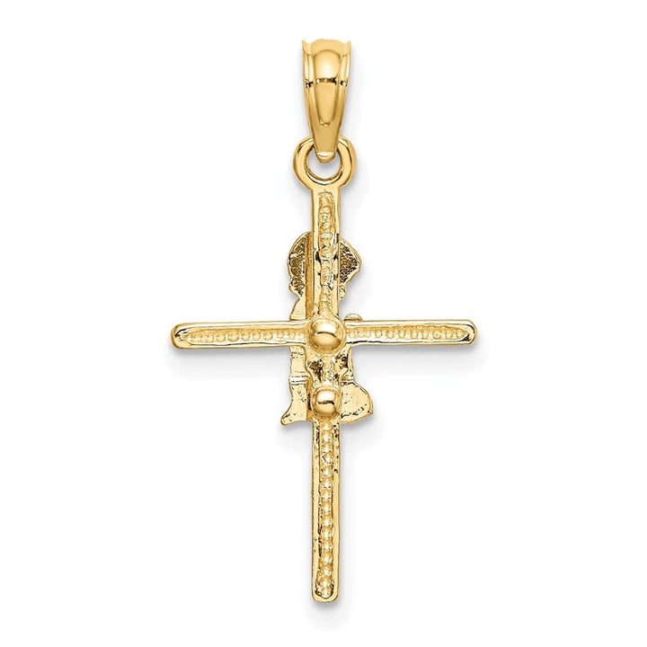 10K Yellow Gold Praying Boy on Cross Charm
