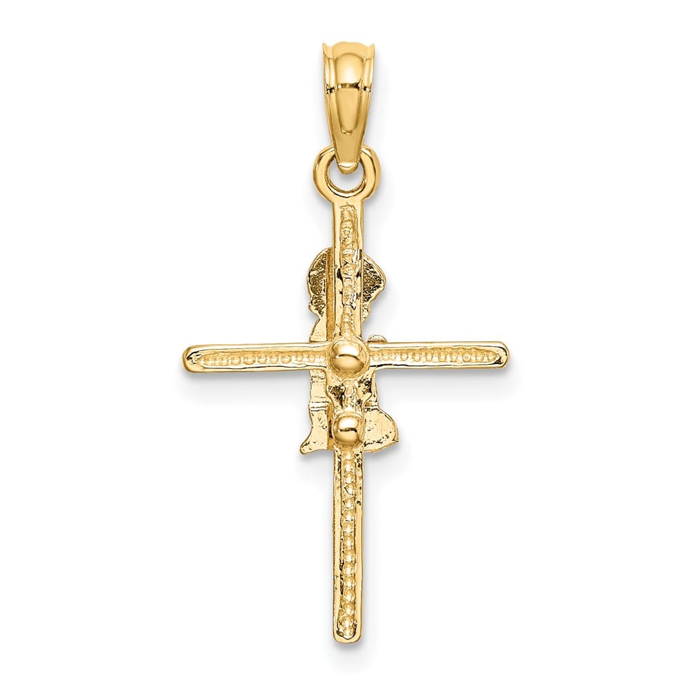 10K Yellow Gold Praying Boy on Cross Charm