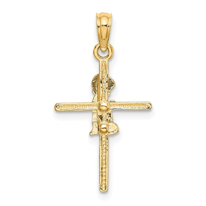 10K Yellow Gold Praying Boy on Cross Charm