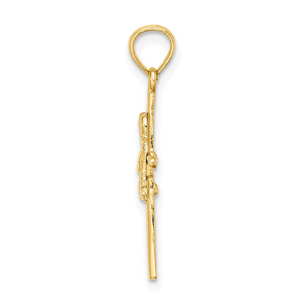 10K Yellow Gold Praying Boy on Cross Charm