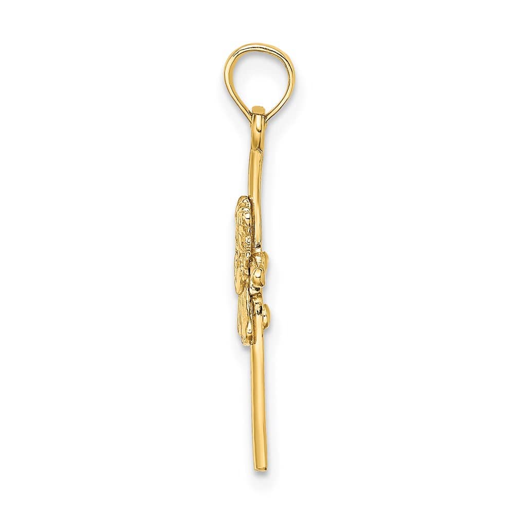 10K Yellow Gold Praying Girl on Cross Charm