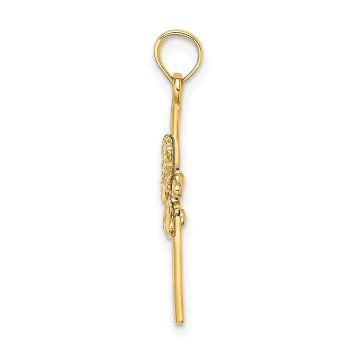 10K Yellow Gold Praying Girl on Cross Charm