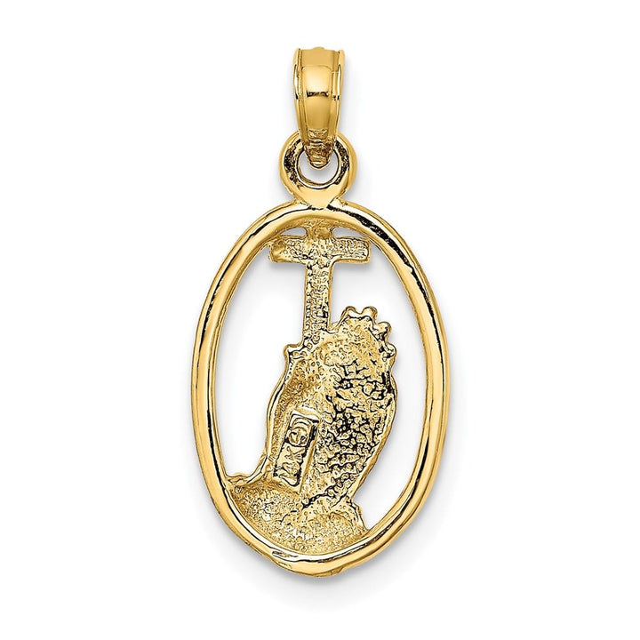 10K Yellow Gold Praying Hands and Cross In Oval Charm