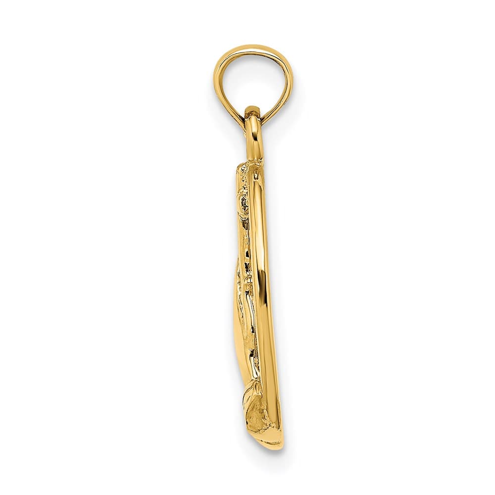 10K Yellow Gold Praying Hands and Cross In Oval Charm