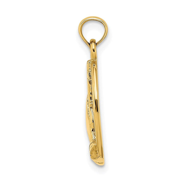 10K Yellow Gold Praying Hands and Cross In Oval Charm