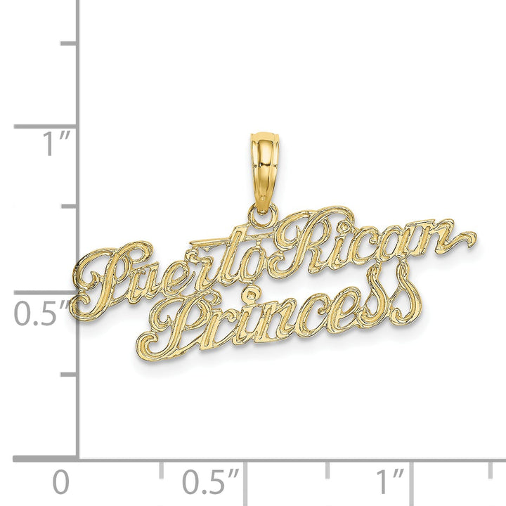 10K Yellow Gold Puerto Rican Princess Script Charm