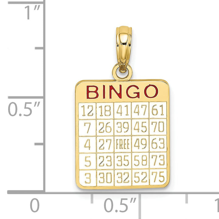 10K Yellow Gold Red and White Enameled Bingo Card Charm