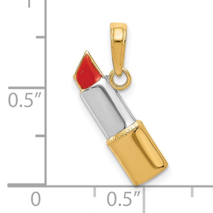 10K Yellow Gold Red Enameled Lipstick Charm