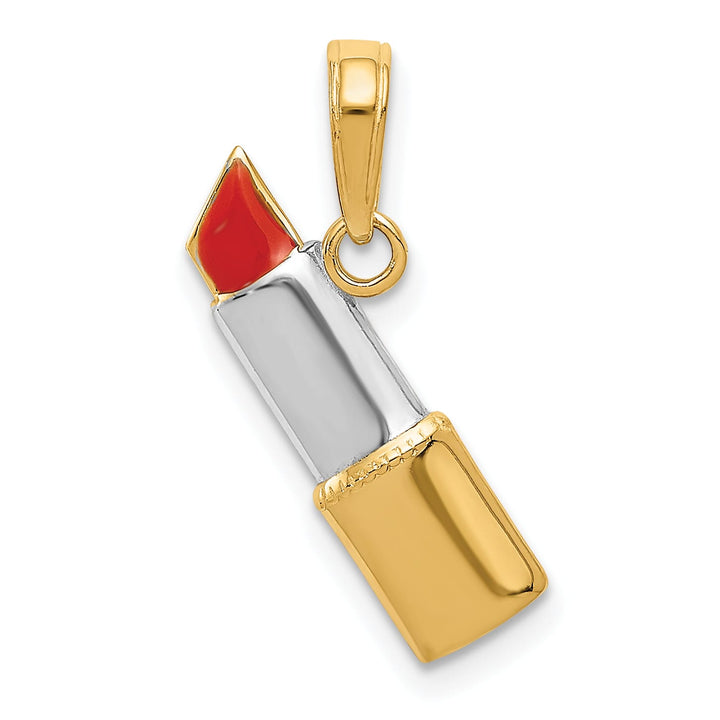 10K Yellow Gold Red Enameled Lipstick Charm